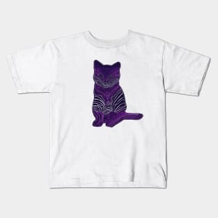 Meow Meow - Monochrome Purple Kids T-Shirt